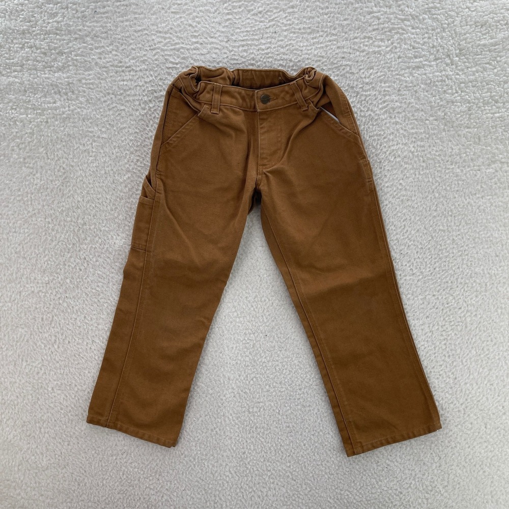 Carhartt Pants Boys 8 22x21 Brown Duck Canvas Carpenter Workwear Outdoor